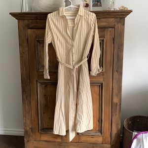 Linen midi shirt dress.